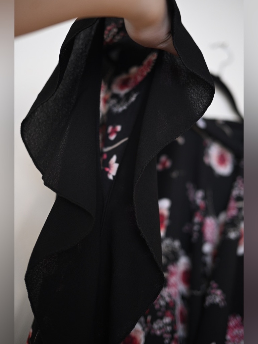 Black Floral Ruffle Kimono Jack & Missy - OS Whimsigoth Fairycore Emo - Picture 6 of 9